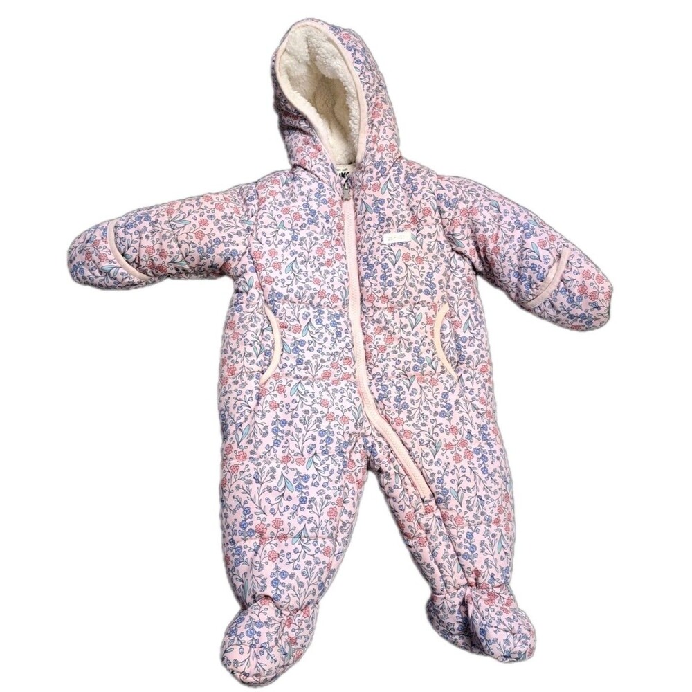 Oshkosh Infant Baby Body Winter Coat Size 6/9 Months Fleece Lined Floral Sherpa